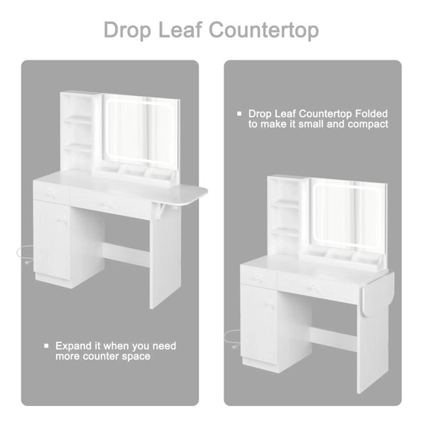 Latitude Run® Vanity Desk Set With Led Lighted Mirror & Power Outlet & Reviews Wayfair